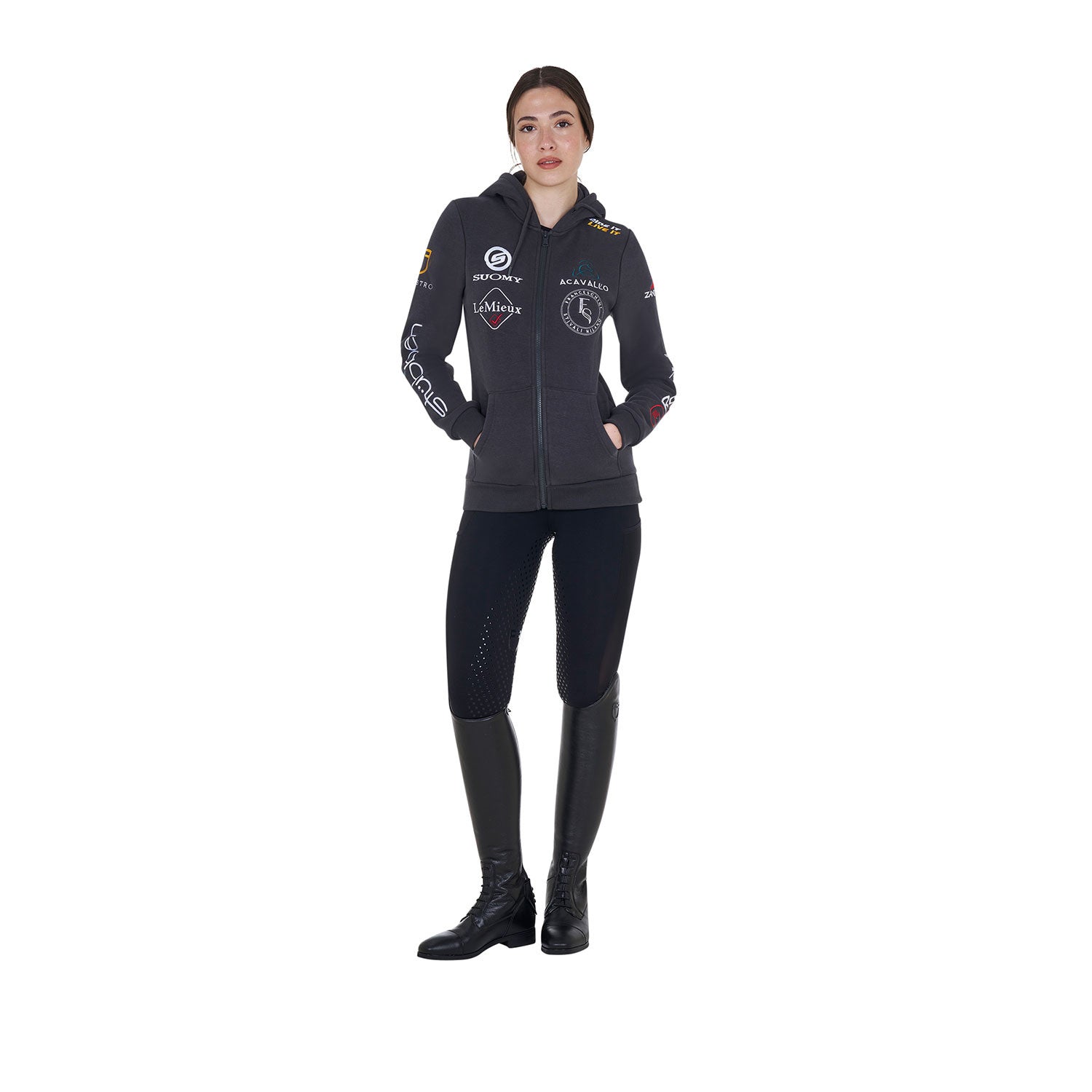 Women's full grip leggings with perforated inserts
