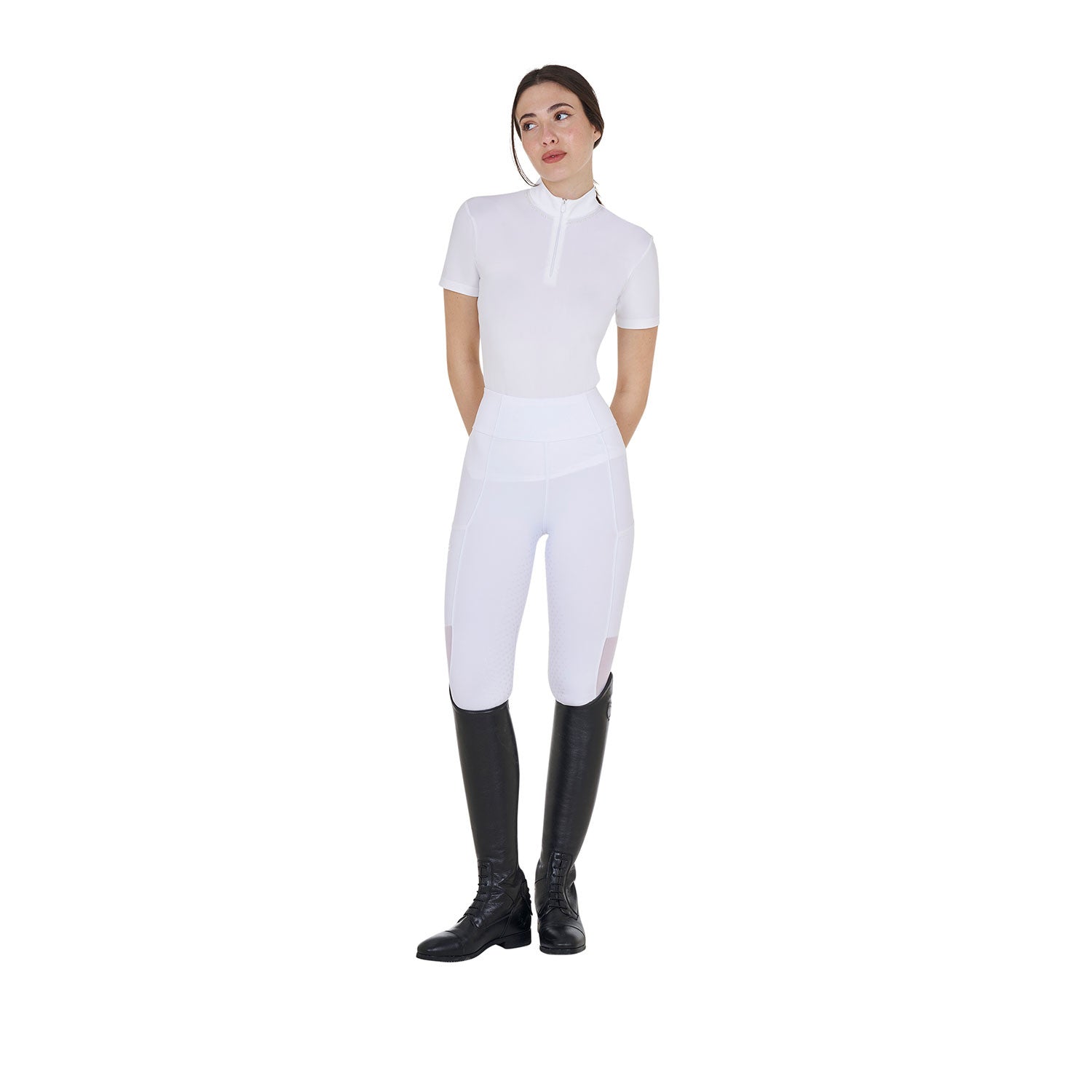 Women's full grip leggings with perforated inserts