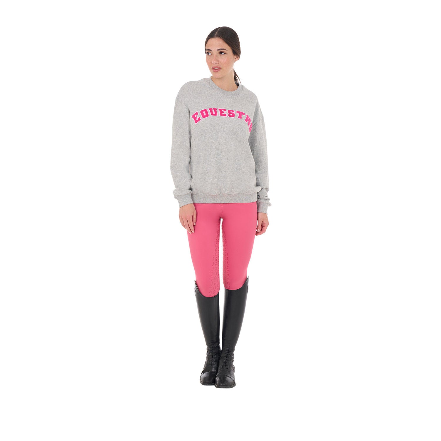 Women's crewneck sweatshirt with sponge lettering