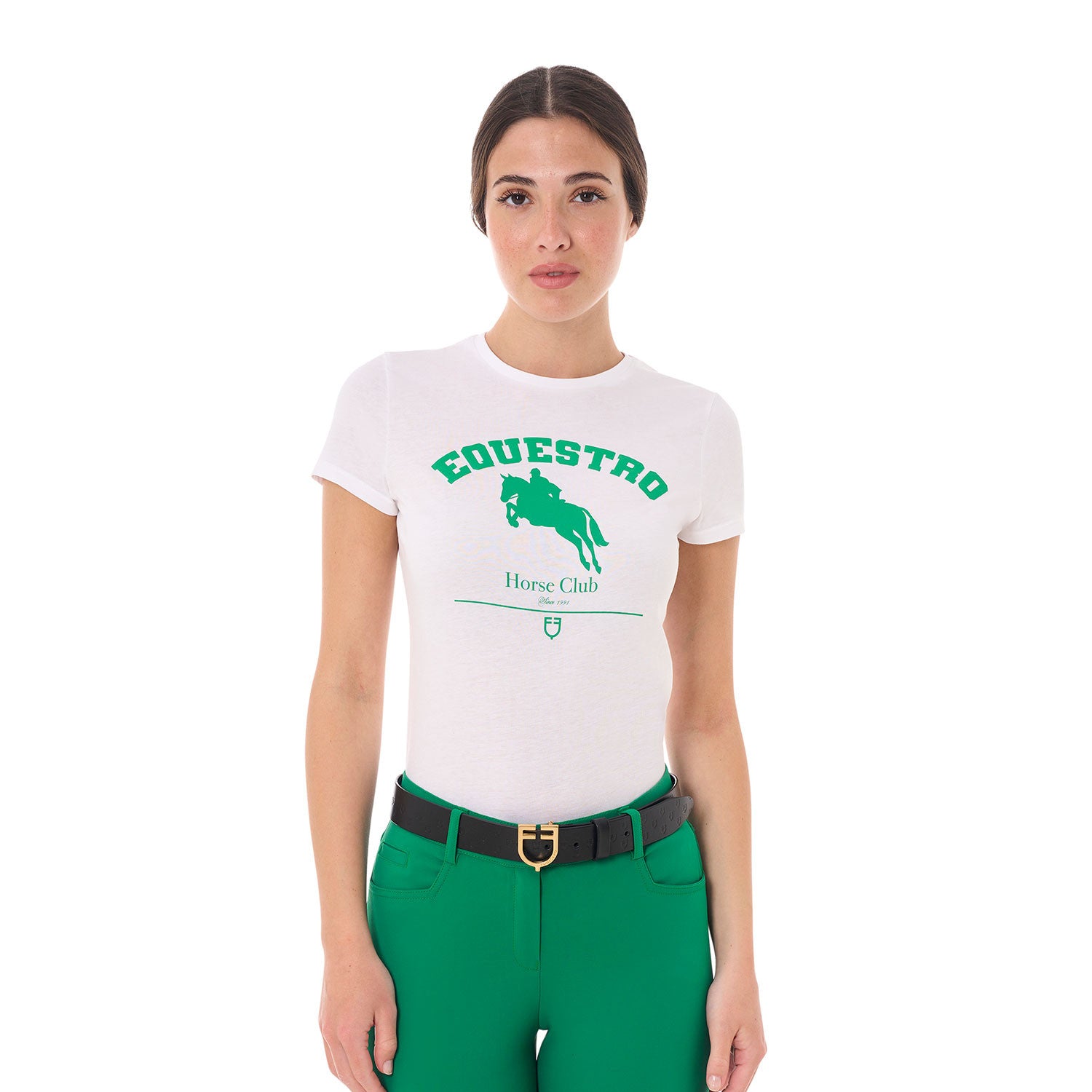 Equestro Women's Jumping Horse Club cotton T-shirt