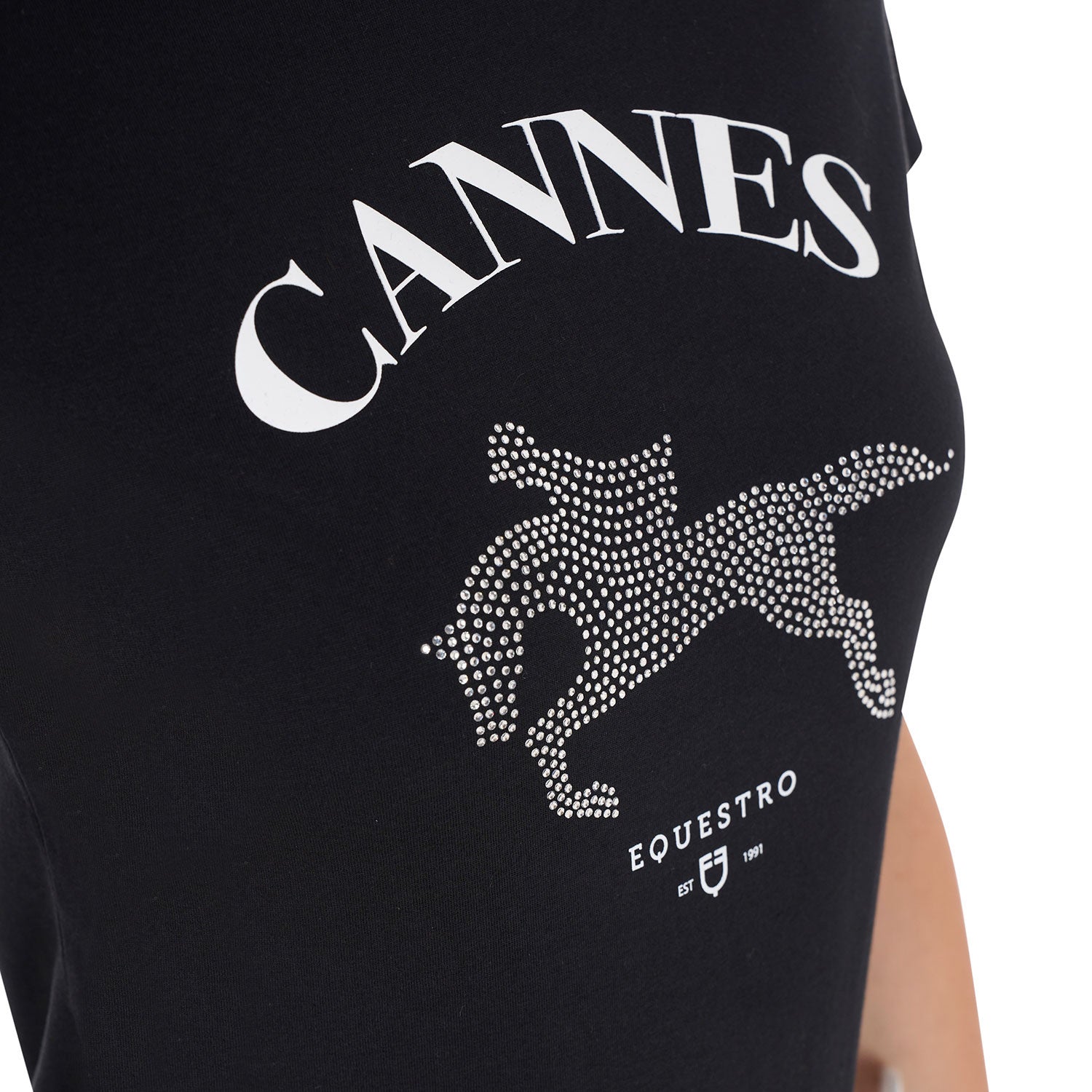 Women's Cannes cotton T-shirt with rhinestones