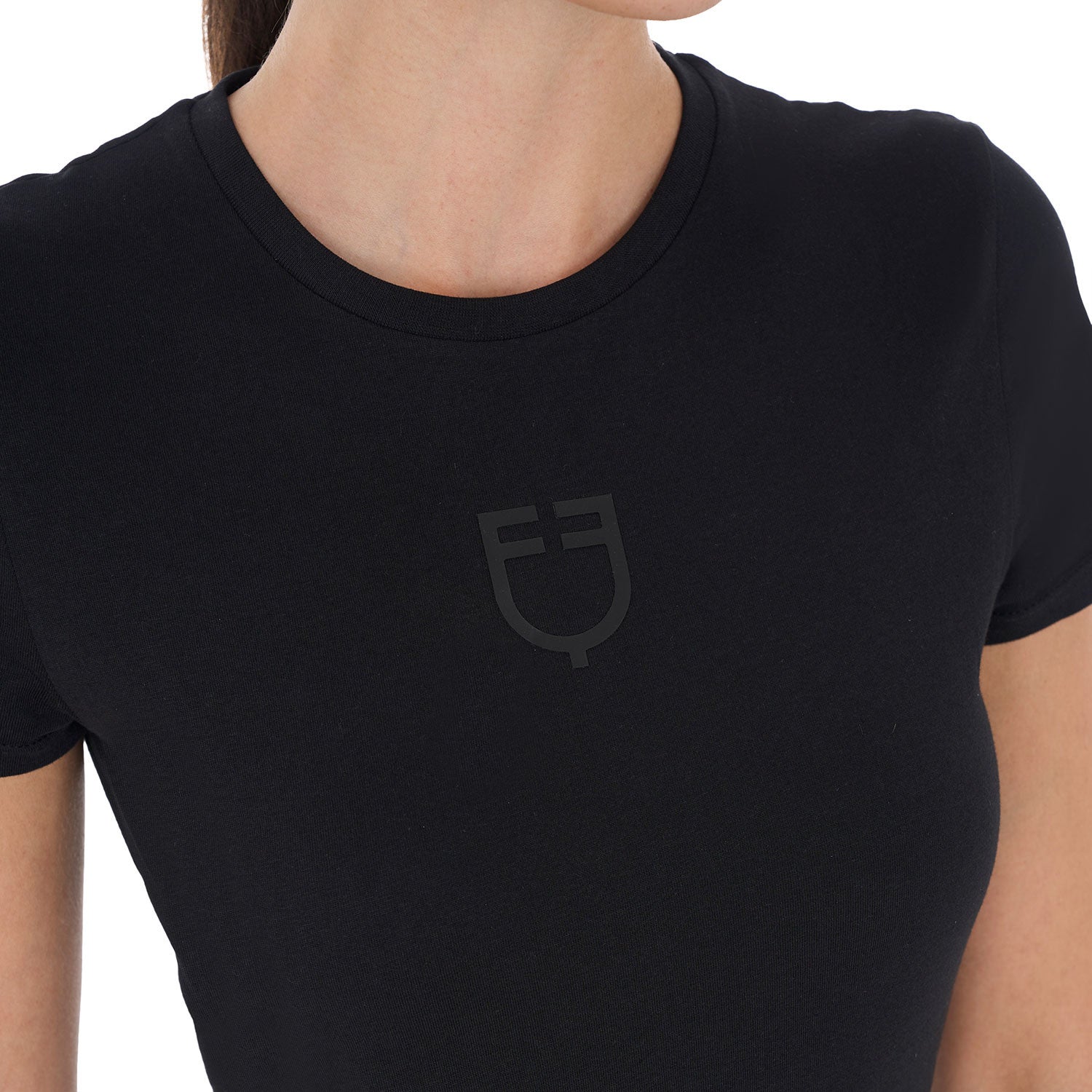 Women's basic T-shirt with tone-on-tone logo