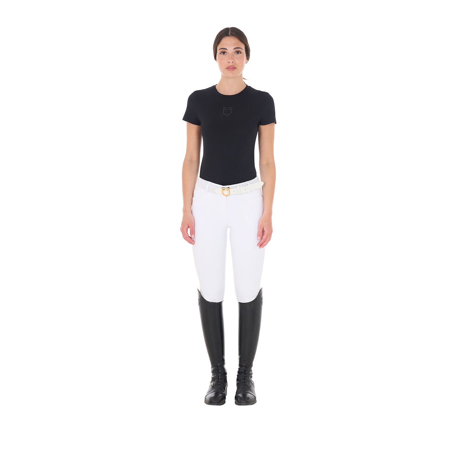 Women's basic T-shirt with tone-on-tone logo