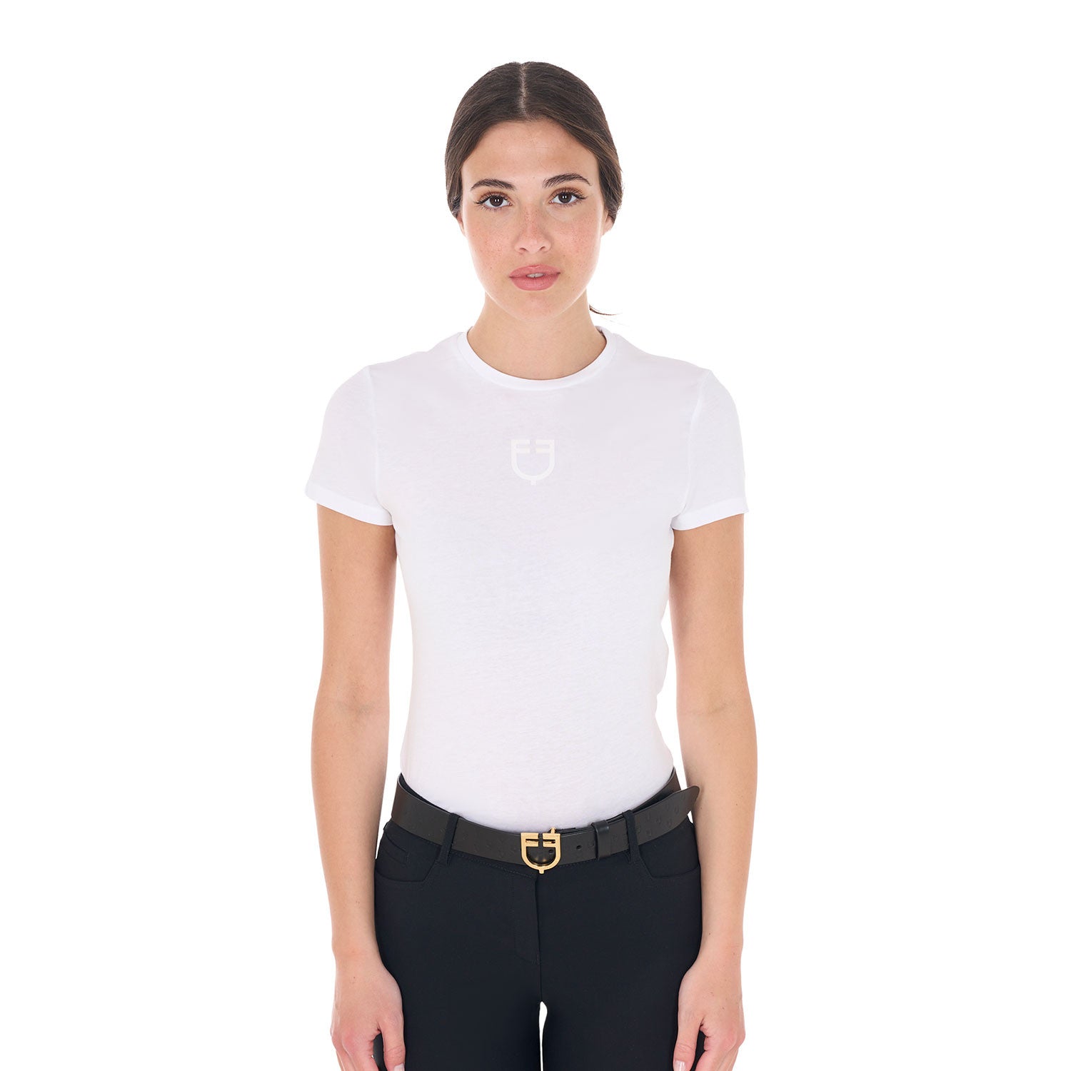 Equestro Women's basic T-shirt with tone-on-tone logo