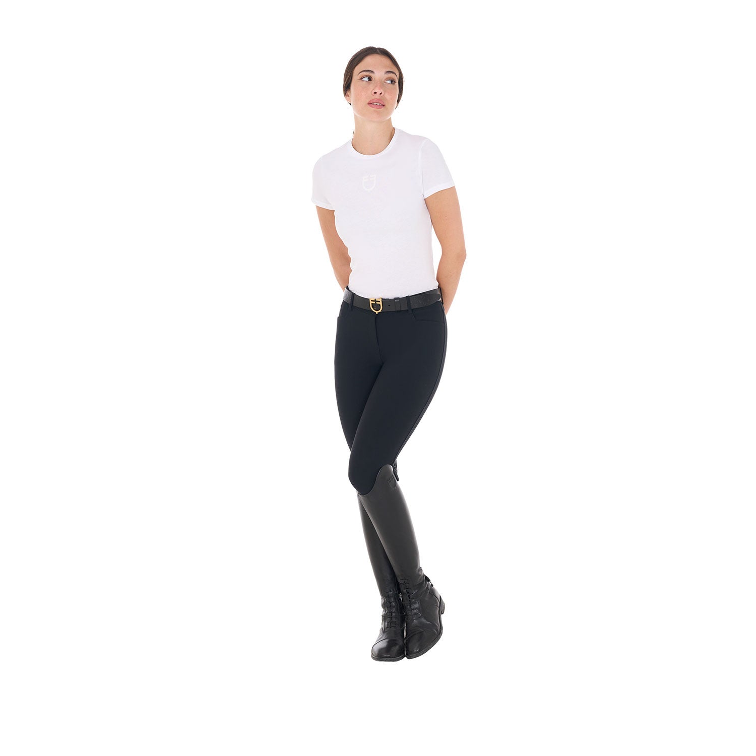 Women's basic T-shirt with tone-on-tone logo