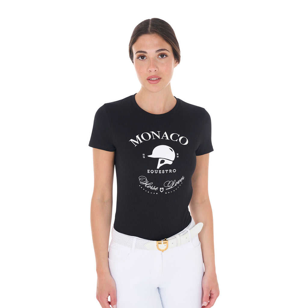Women's Monaco cotton T-shirt with rhinestones