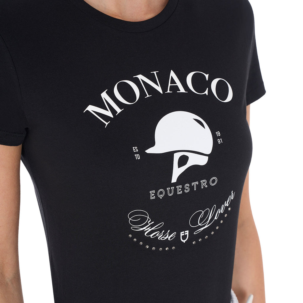 Women's Monaco cotton T-shirt with rhinestones