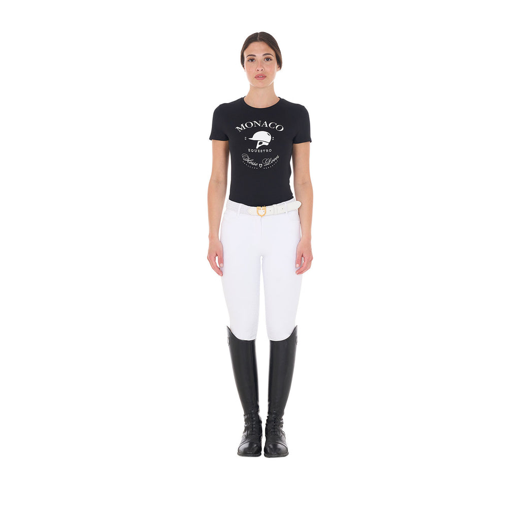 Women's Monaco cotton T-shirt with rhinestones