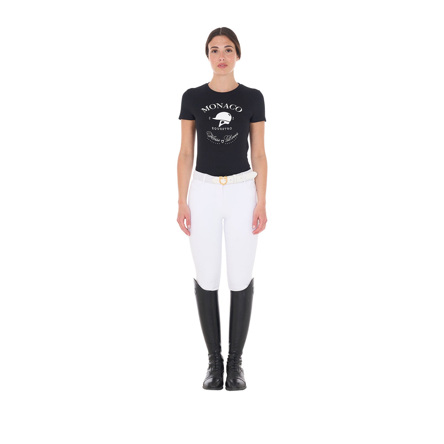 Women's Monaco cotton T-shirt with rhinestones