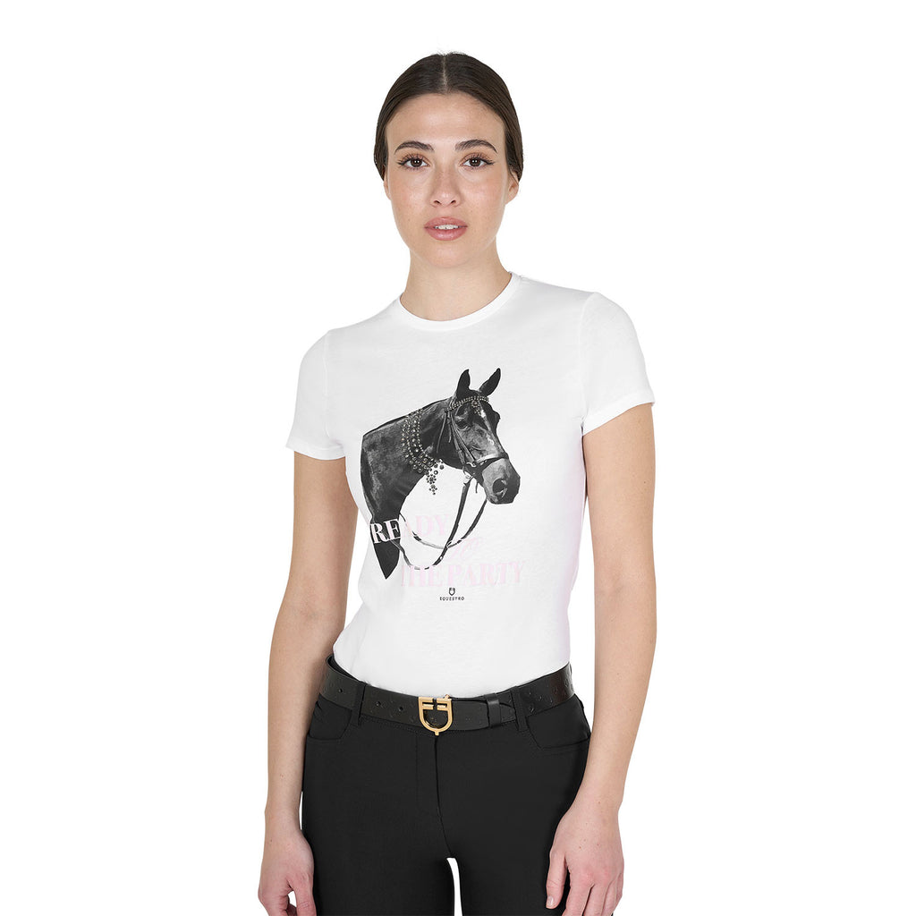 Women's Ready To The Party cotton T-shirt with rhinestones