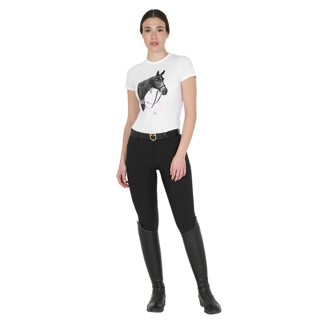 Women's Ready To The Party cotton T-shirt with rhinestones