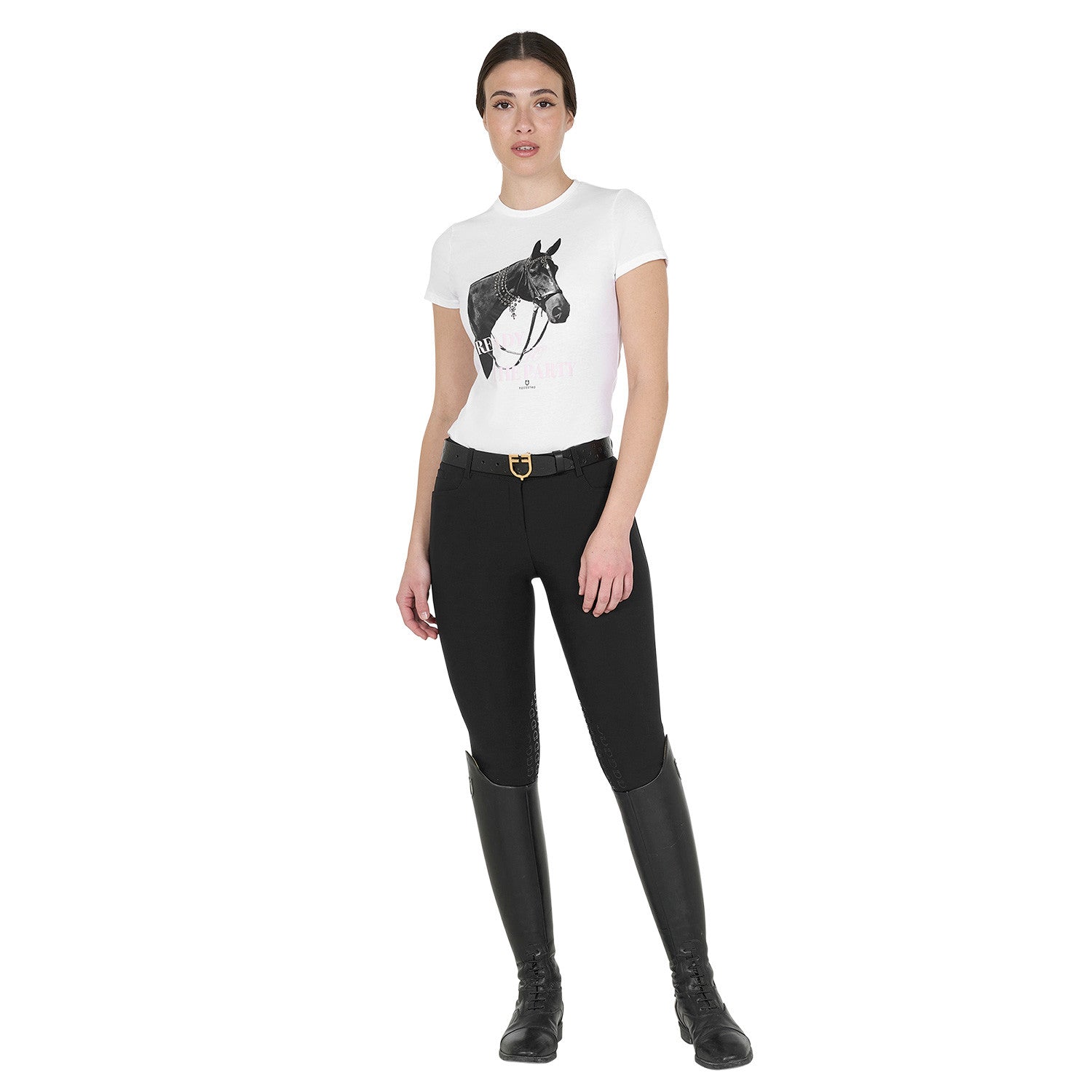 Women's Ready To The Party cotton T-shirt with rhinestones