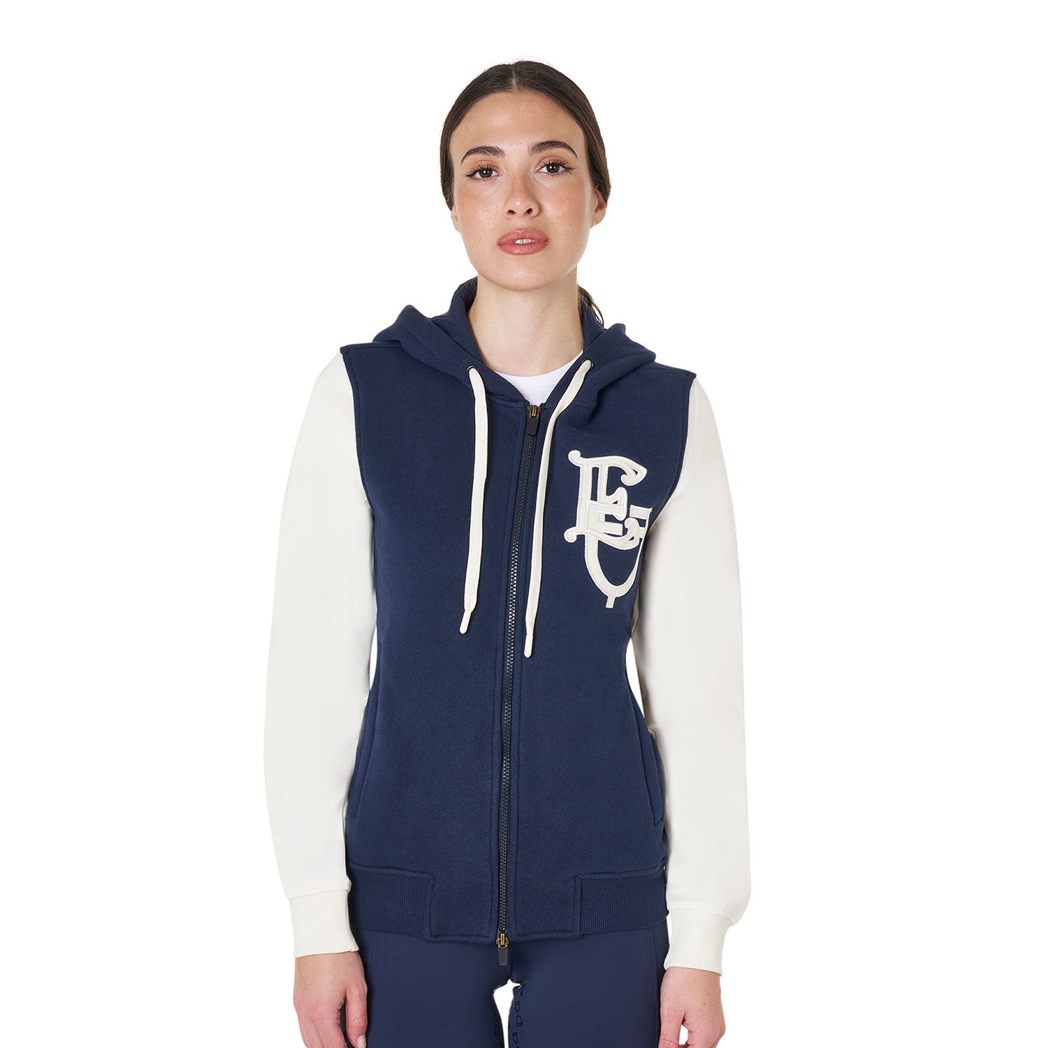 Equestro Women's EQ two tone hoodie with front zip