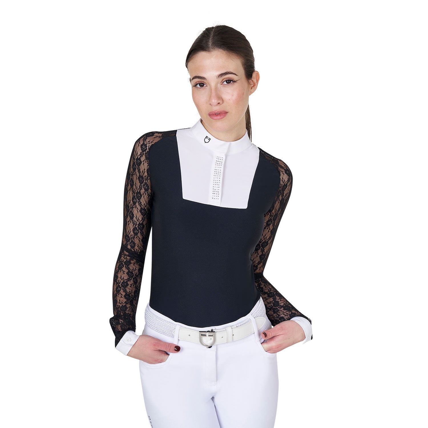 Women's lace long-sleeved competition polo shirt