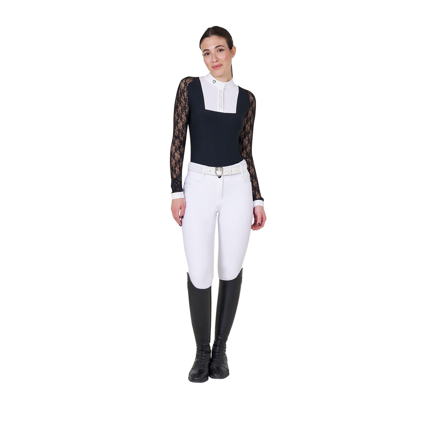 Women's lace long-sleeved competition polo shirt