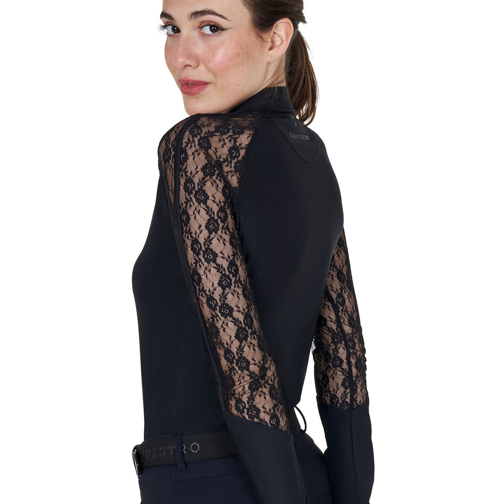 Women's lace long-sleeved training polo shirt