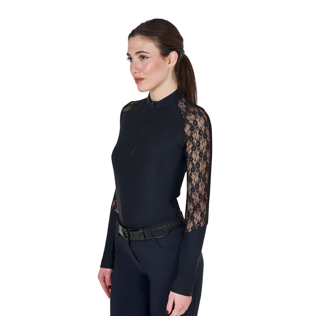 Women's lace long-sleeved training polo shirt