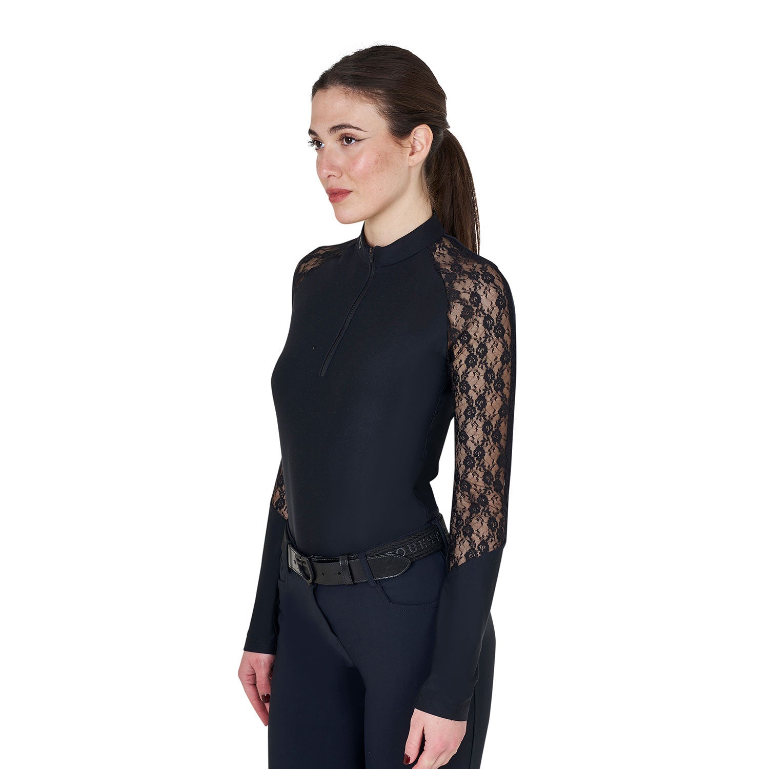 Women's lace long-sleeved training polo shirt