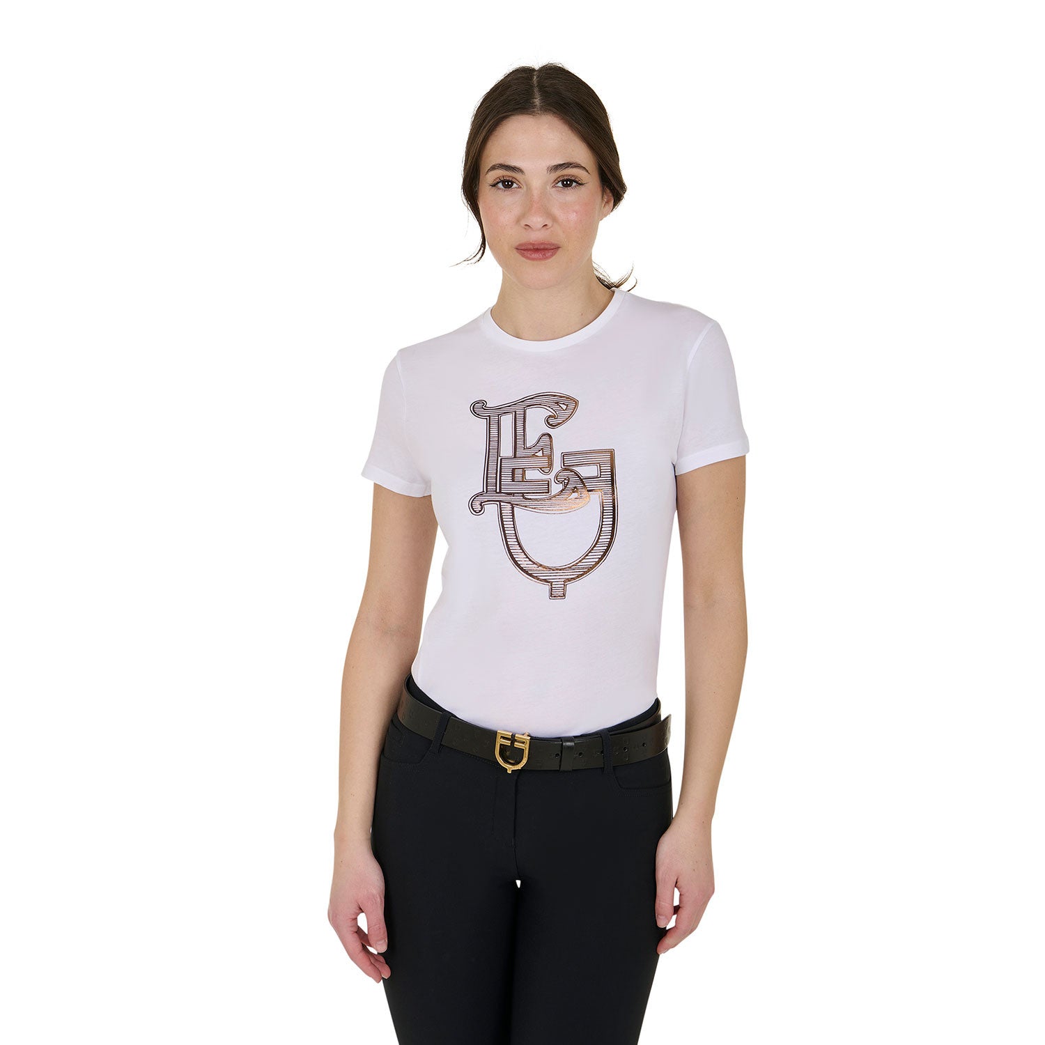 Equestro Women's Lamina Monogram cotton T-shirt