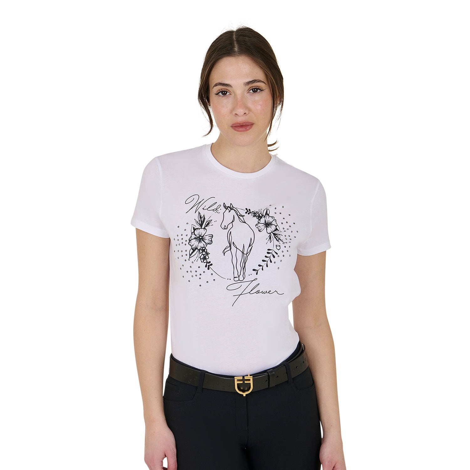 Equestro Women's Wild Flower cotton T-shirt