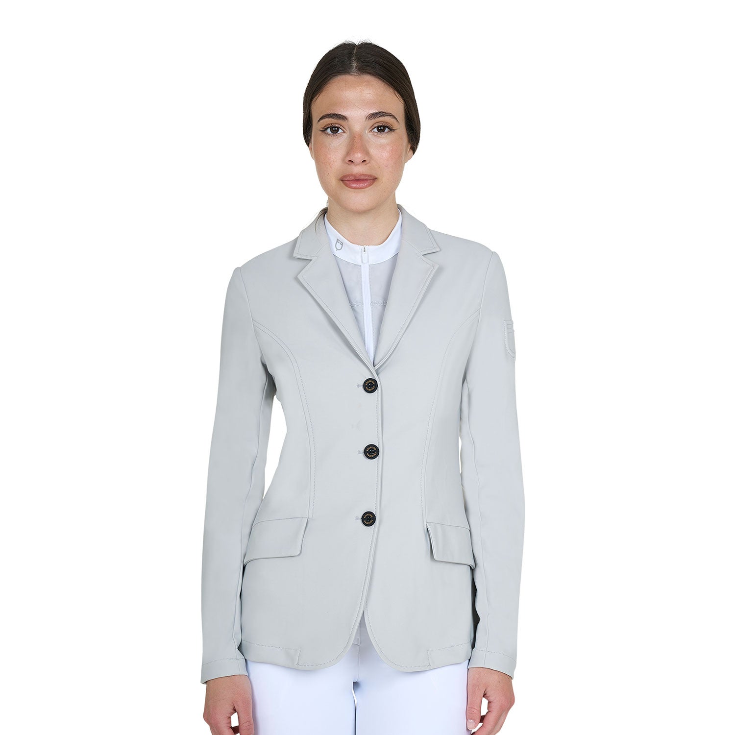 Equestro Women's competition jacket with embossed logo
