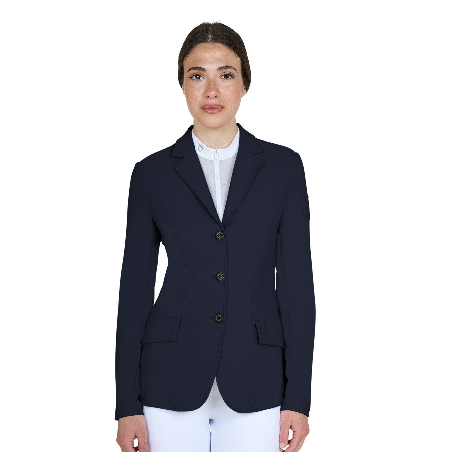 Equestro Women's competition jacket with embossed logo