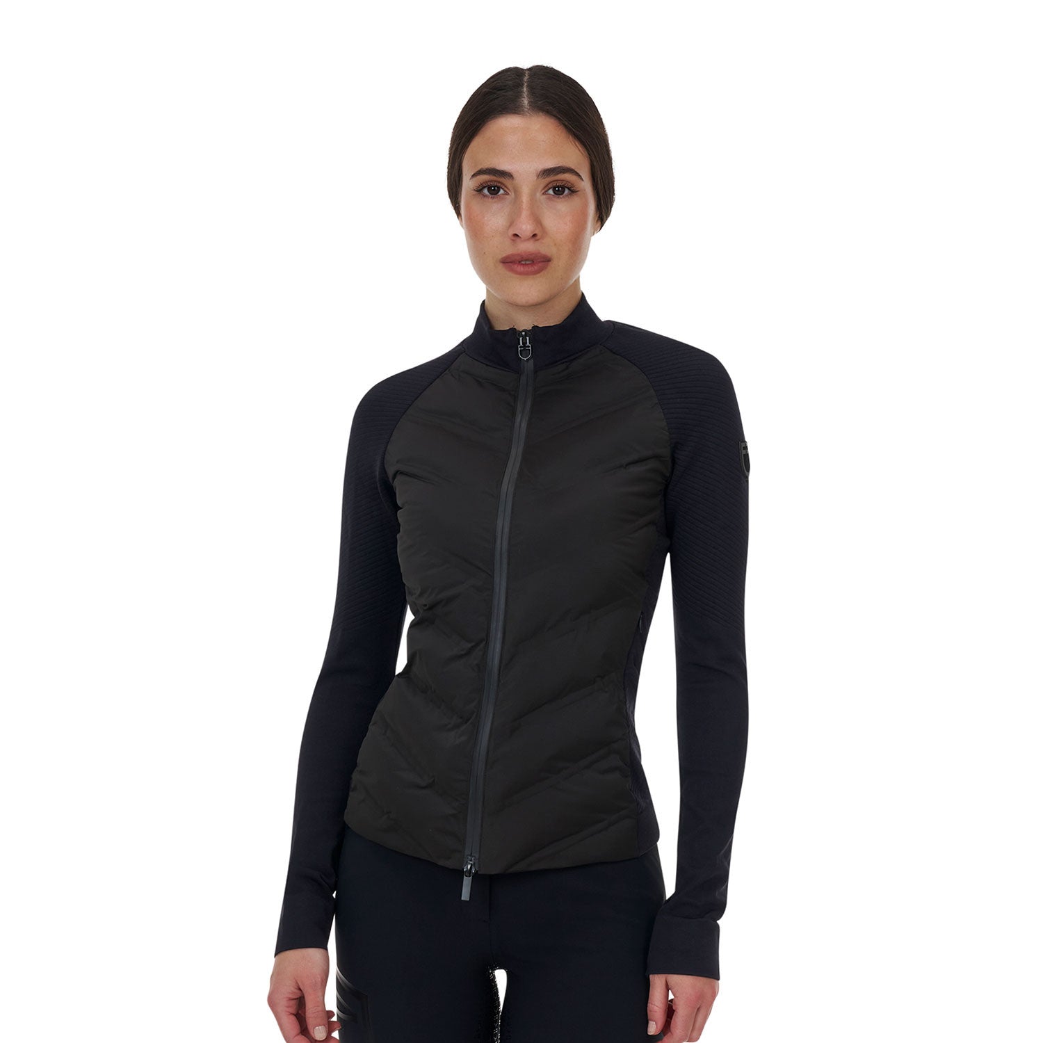 WOMEN'S RIDERTECHNOLOGY FULL ZIP HIBRYD NYLON+KNIT QUILTED JACKET