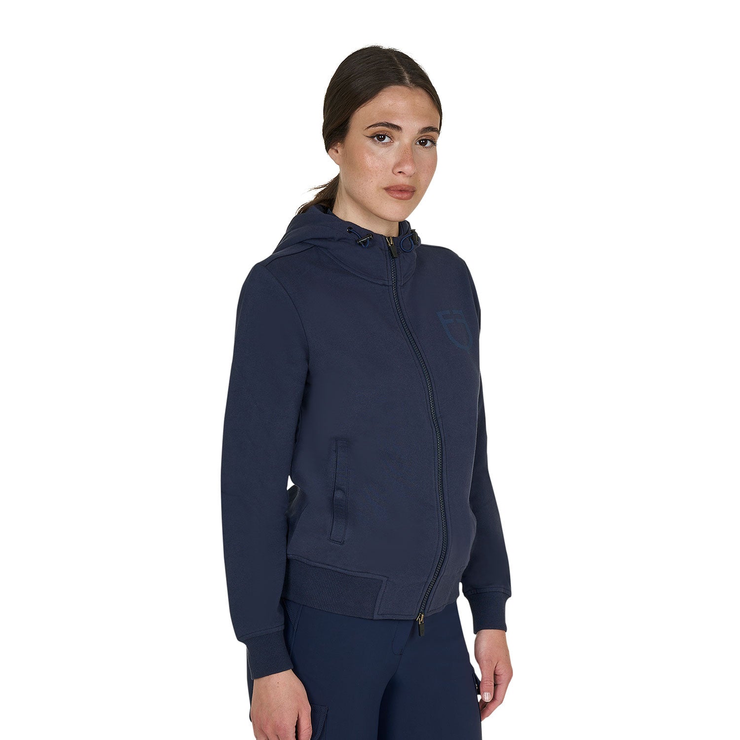 Equestro Women's sweatshirt with adjustable hood and zip