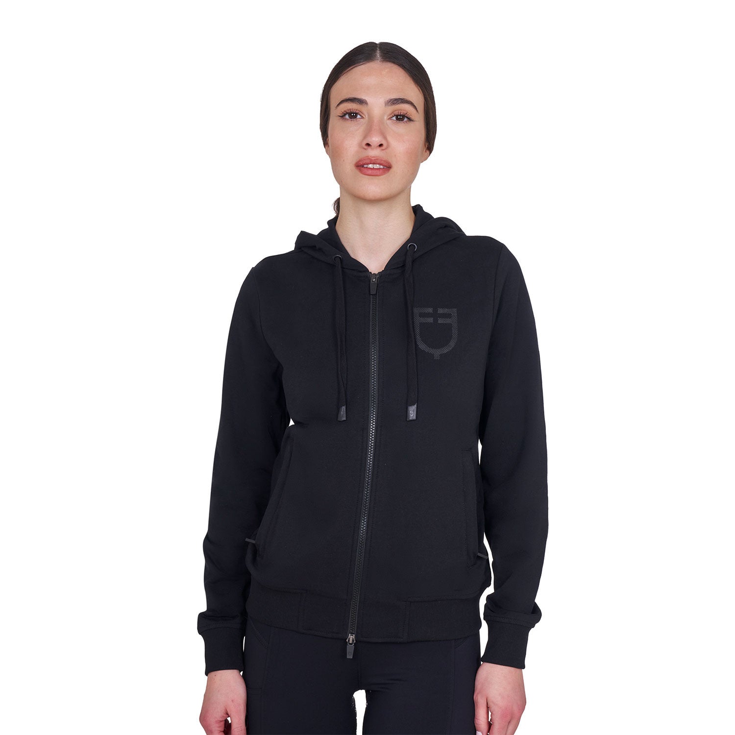 Equestro Women's sweatshirt with adjustable hood and zip