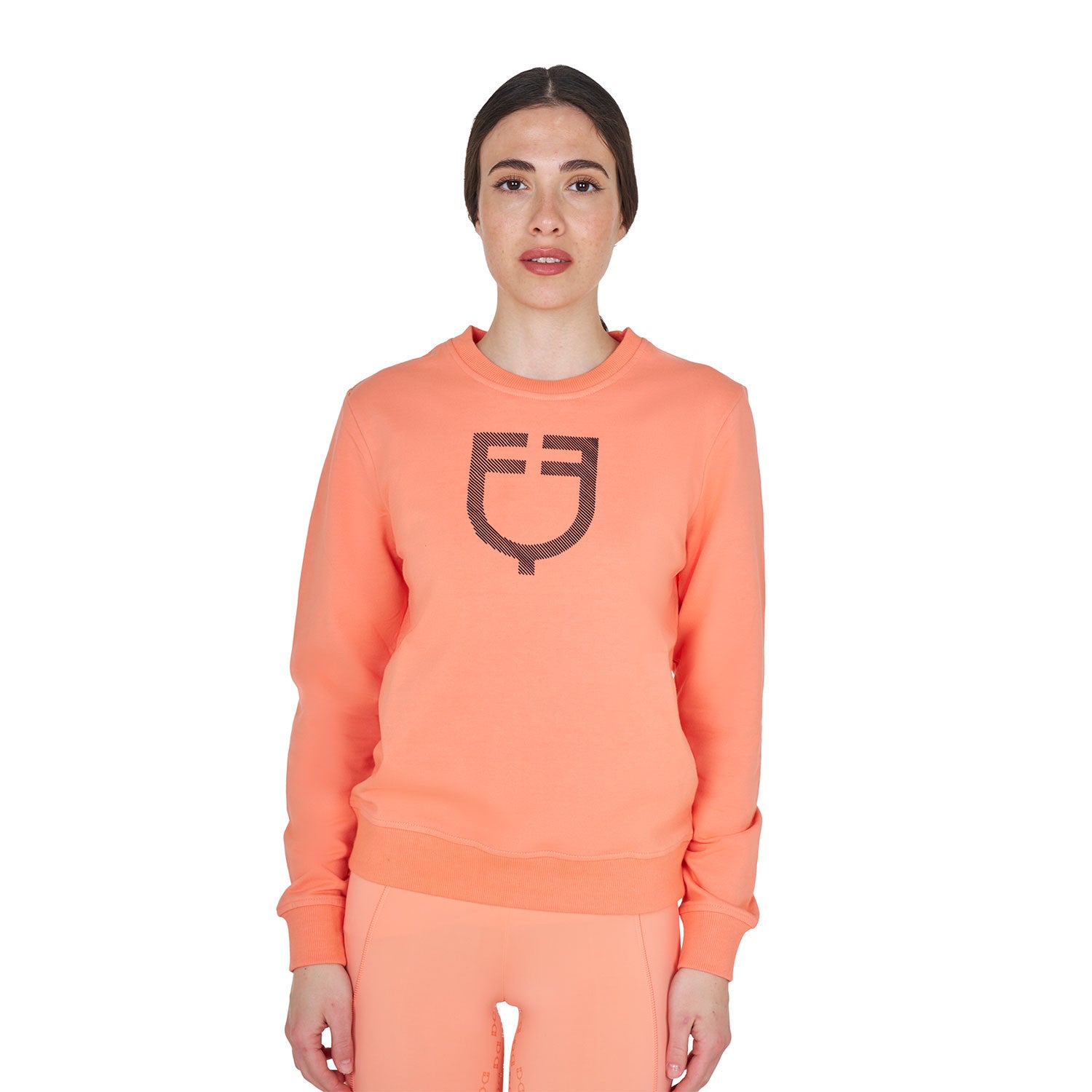 Women's crewneck sweatshirt with chest logo