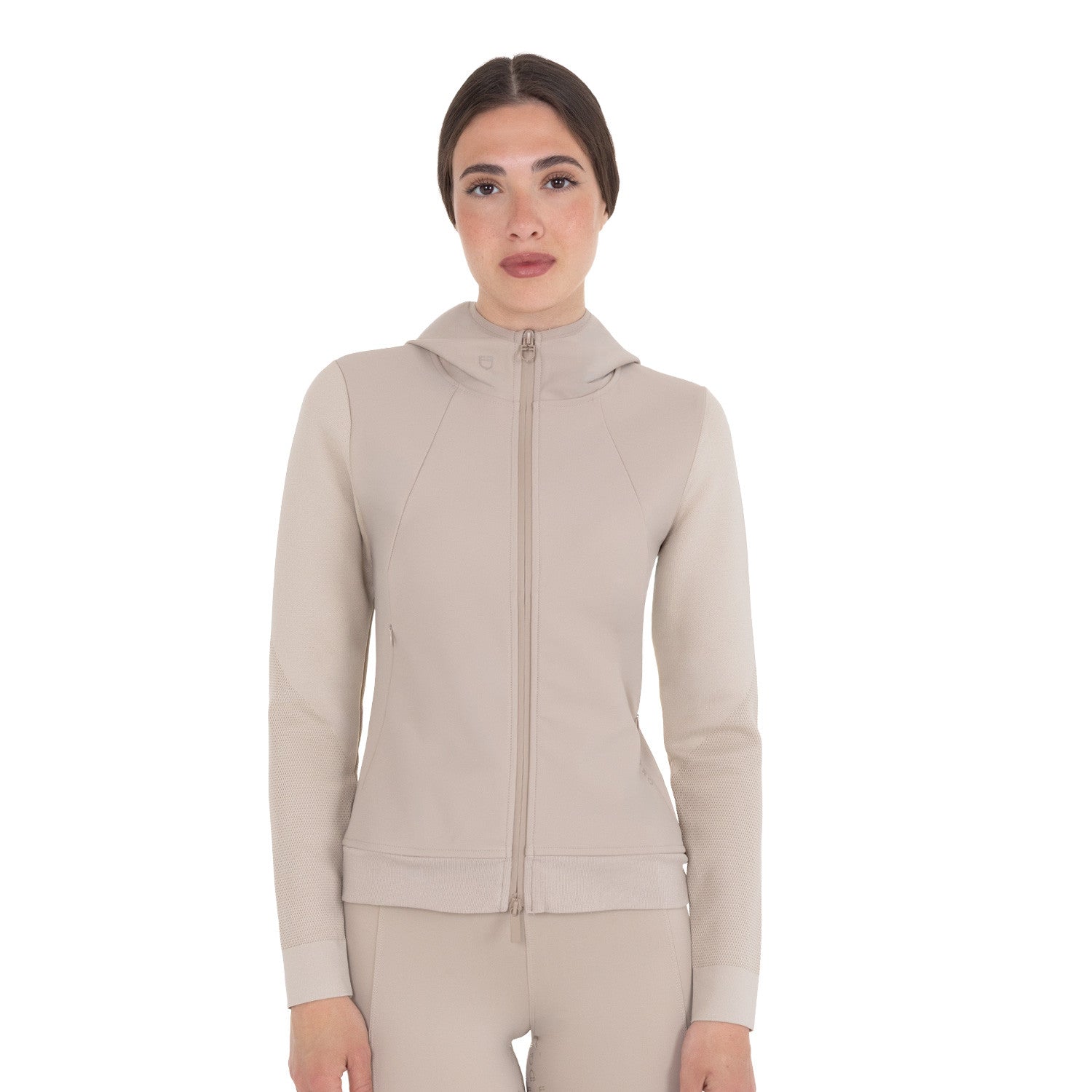 Equestro Women's technical hooded sweatshirt with micro-mesh inserts