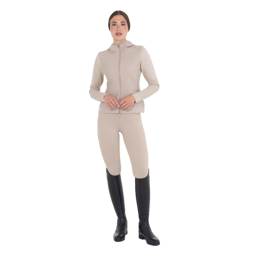 Women's technical hooded sweatshirt with micro-mesh inserts