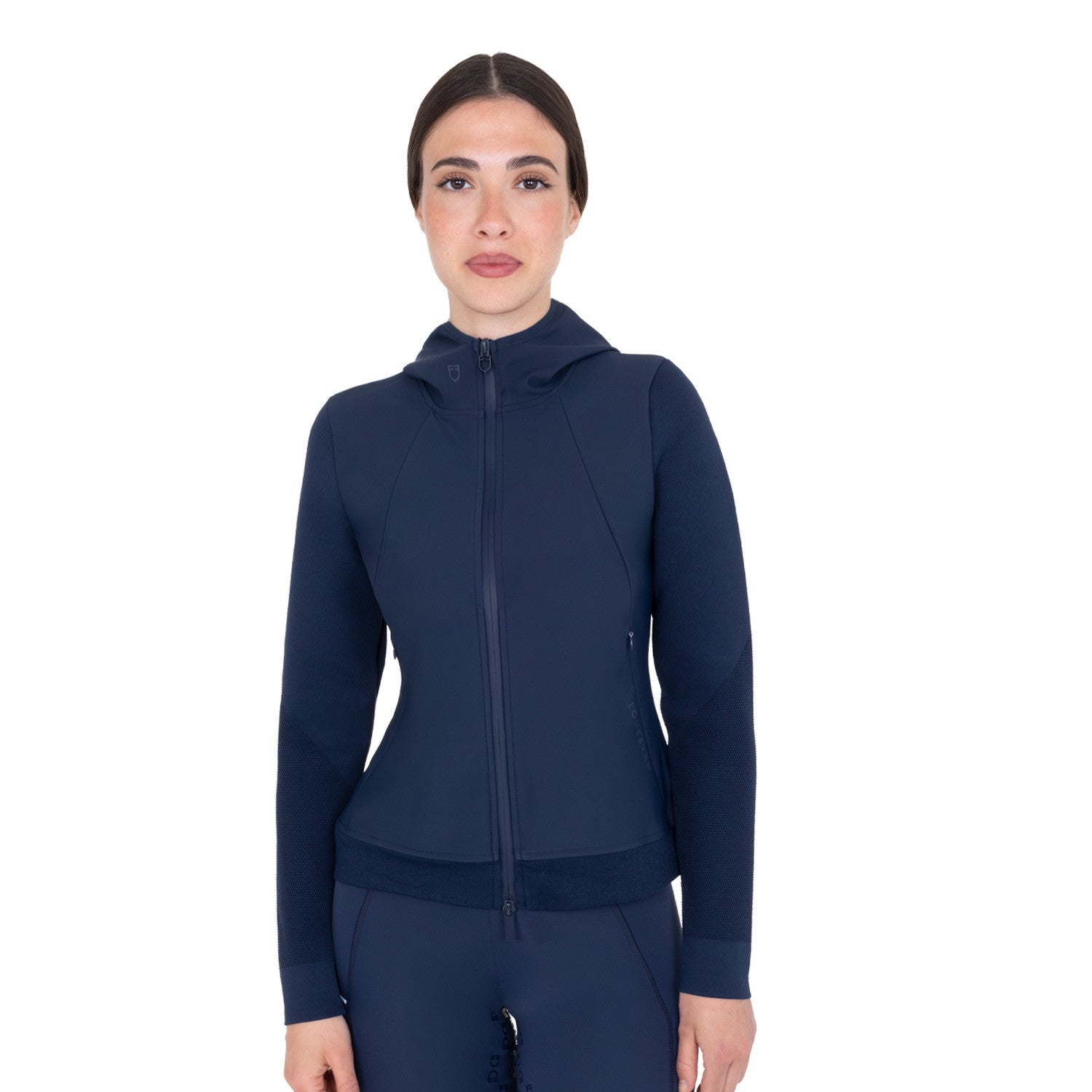 Equestro Women's technical hooded sweatshirt with micro-mesh inserts