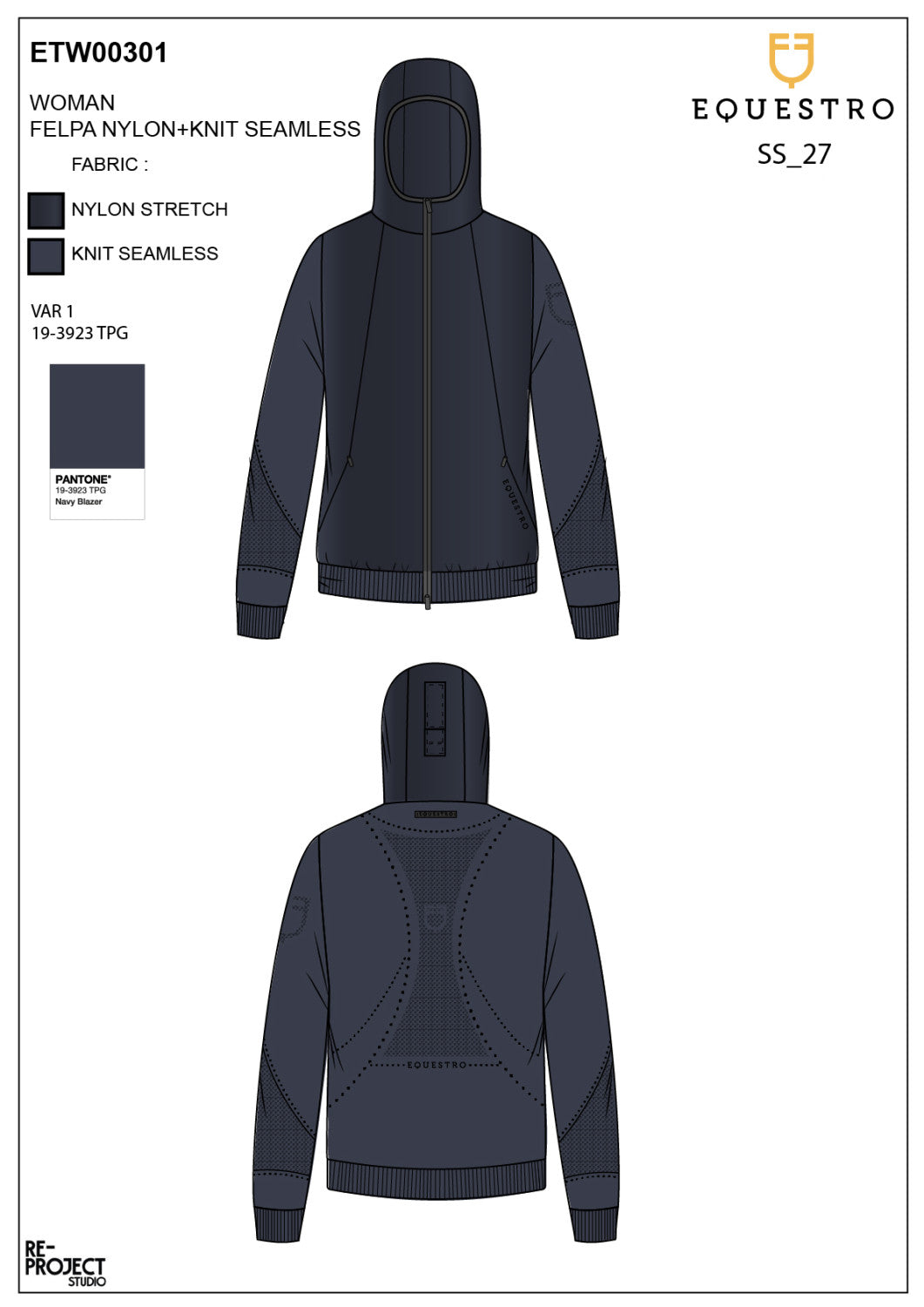 Women's technical hooded sweatshirt with micro-mesh inserts