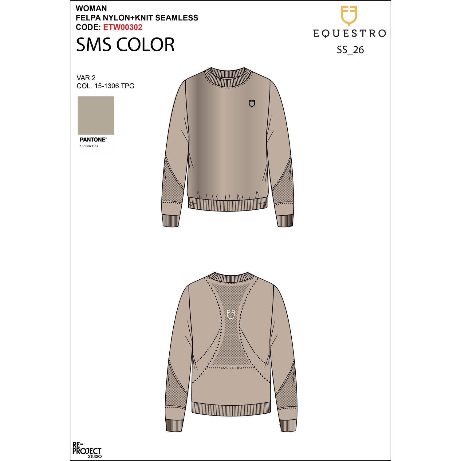 Equestro Women's technical crewneck sweatshirt with micro-mesh inserts