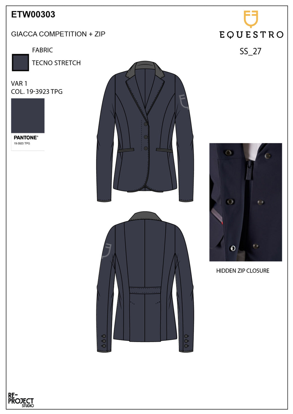 Women's competition jacket with zip and buttons