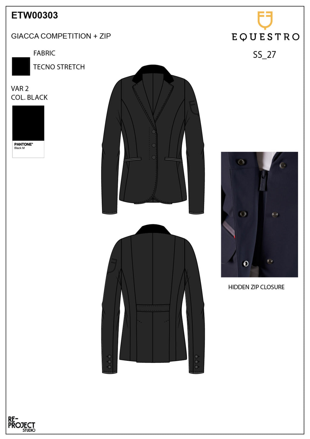 Women's competition jacket with zip and buttons
