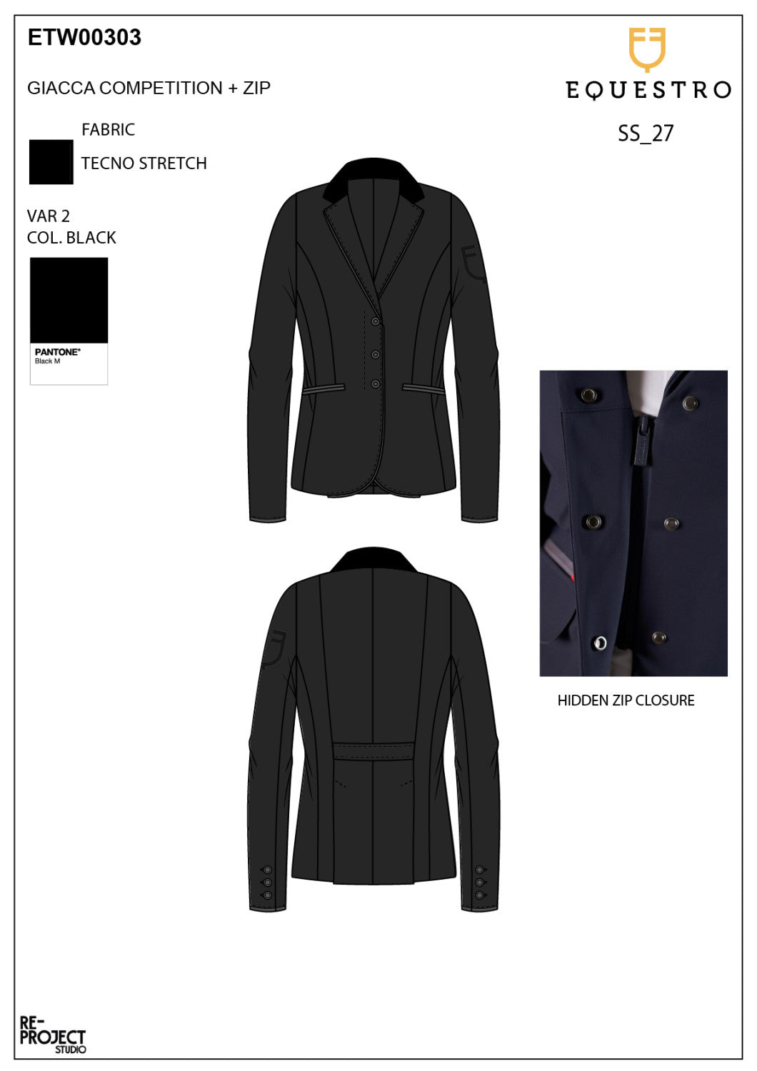 Women's competition jacket with zip and buttons