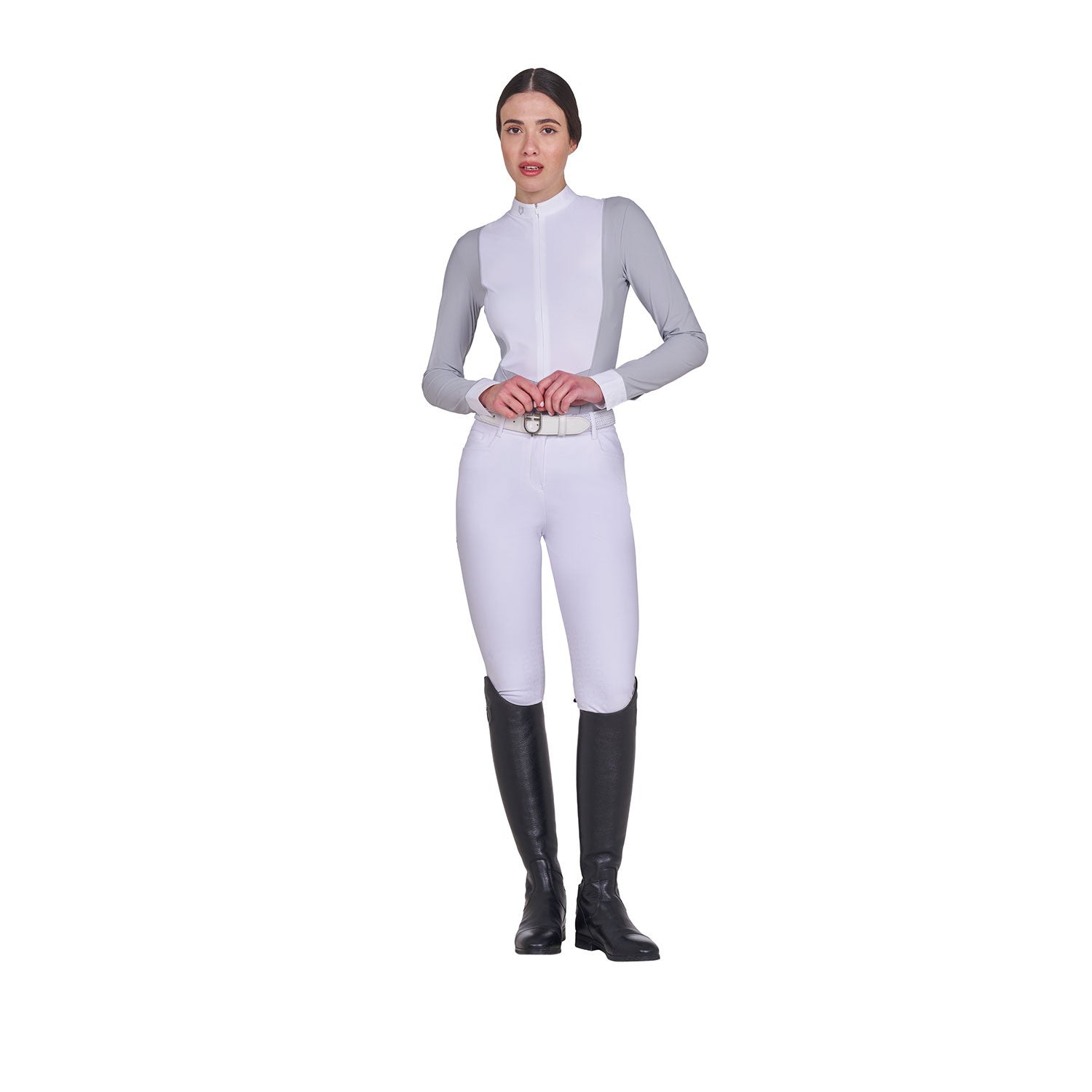 Women's long-sleeved competition polo shirt with zip