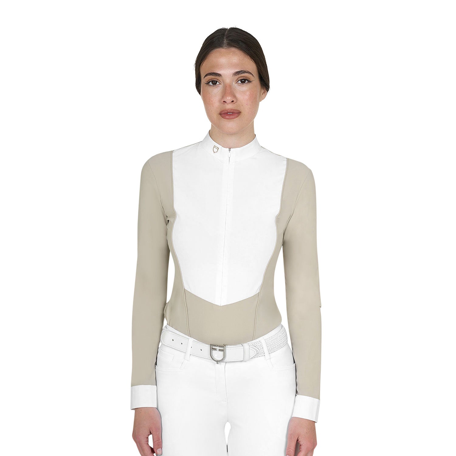 Equestro Women's long-sleeved competition polo shirt with zip