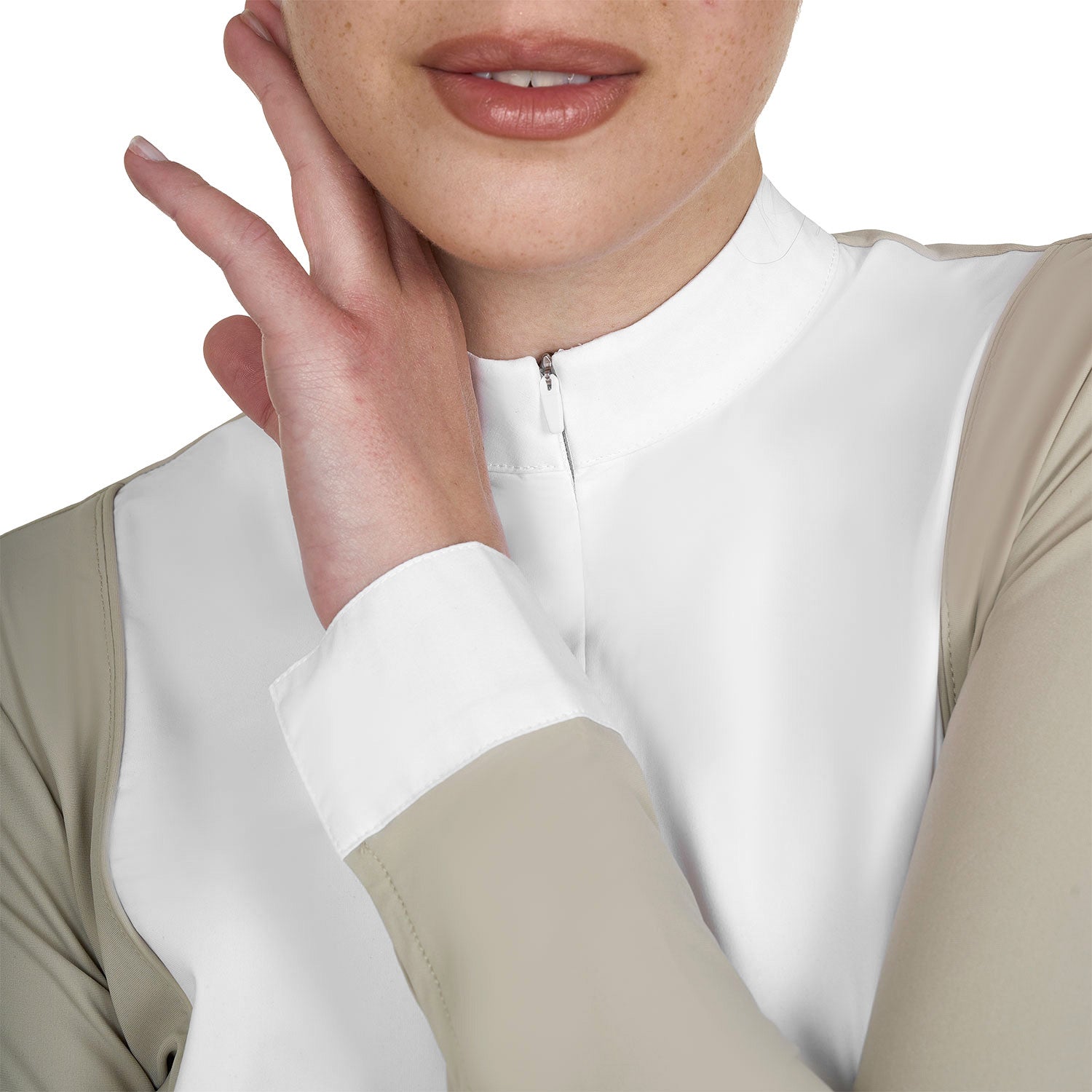 Women's long-sleeved competition polo shirt with zip