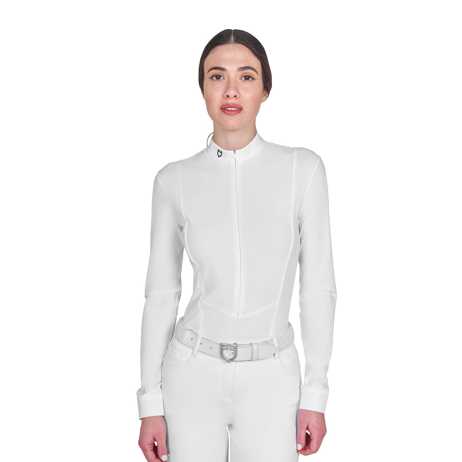Equestro Women's long-sleeved competition polo shirt with zip