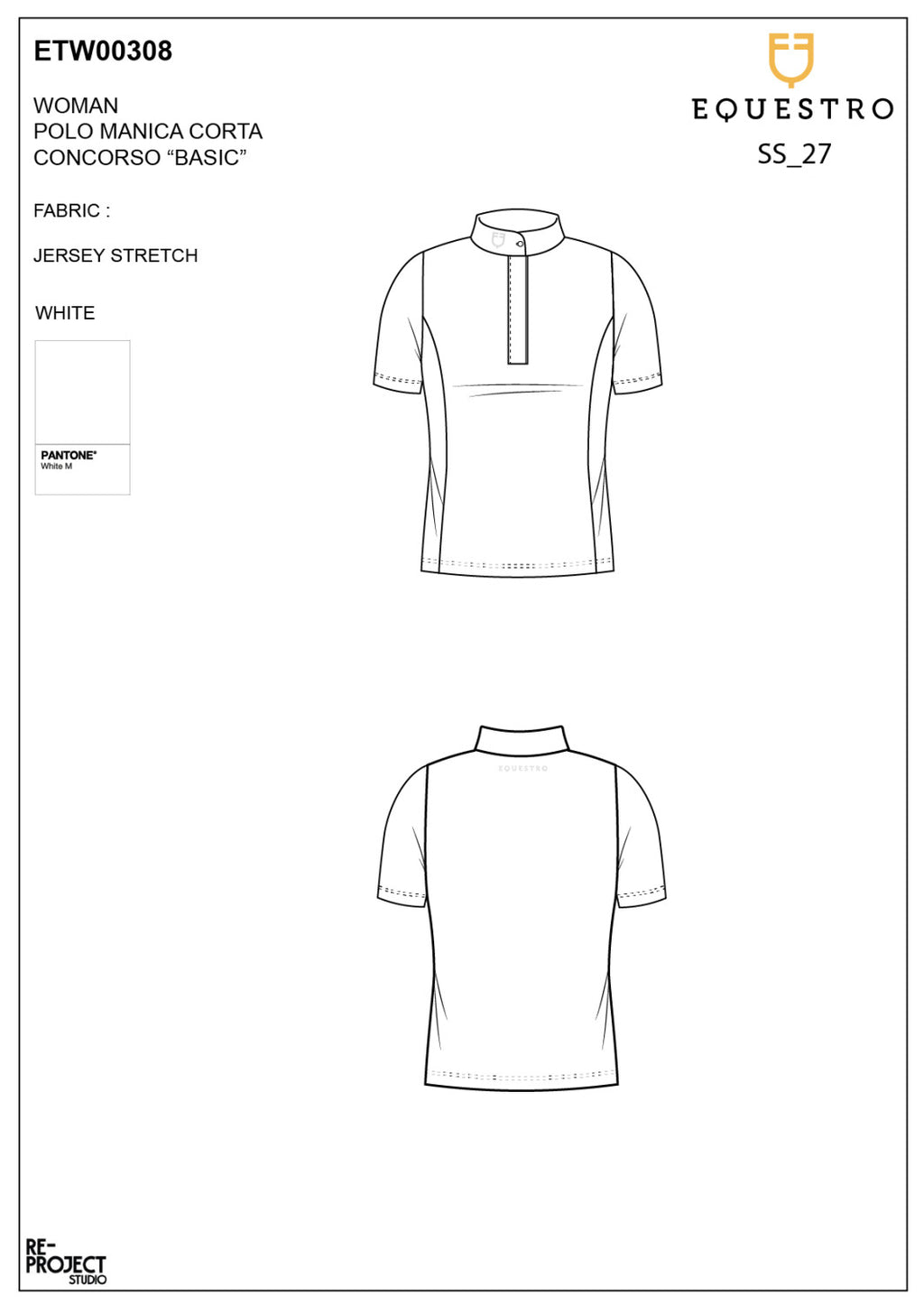 Women's competition polo shirt with concealed button closure