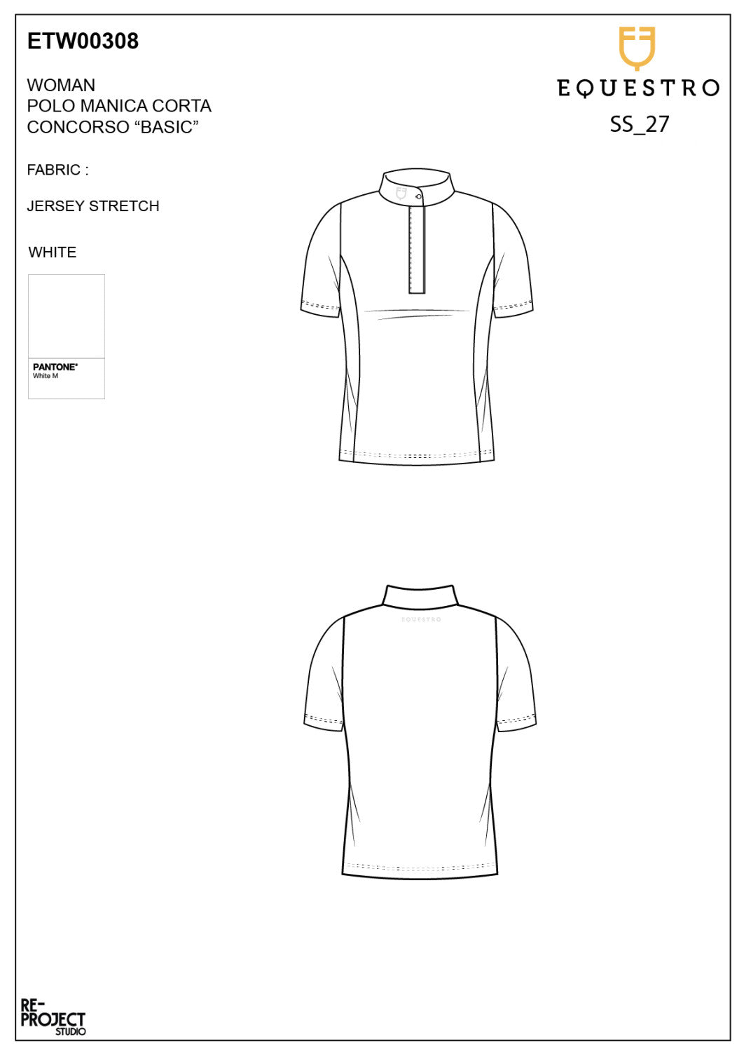 Women's competition polo shirt with concealed button closure