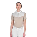 Equestro Women's slim fit competition polo shirt with silk-like fabric inserts
