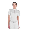Equestro Women's slim fit competition polo shirt with silk-like fabric inserts