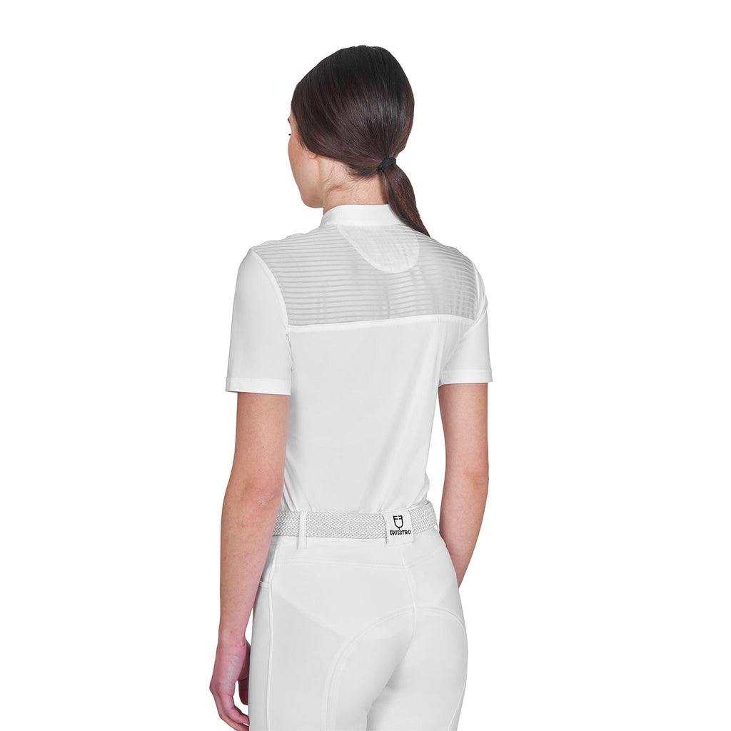 Women's slim fit competition polo shirt with silk-like fabric inserts