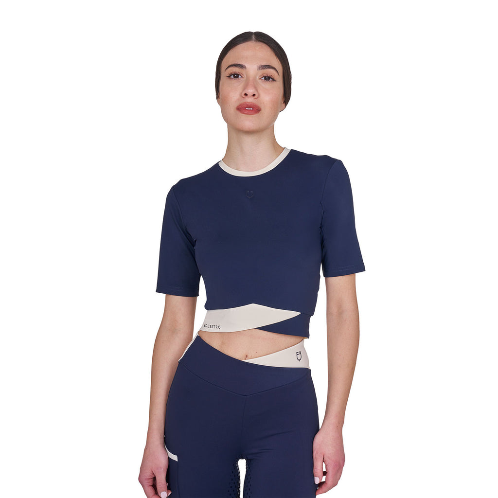 Women's cropped T-shirt in technical fabric