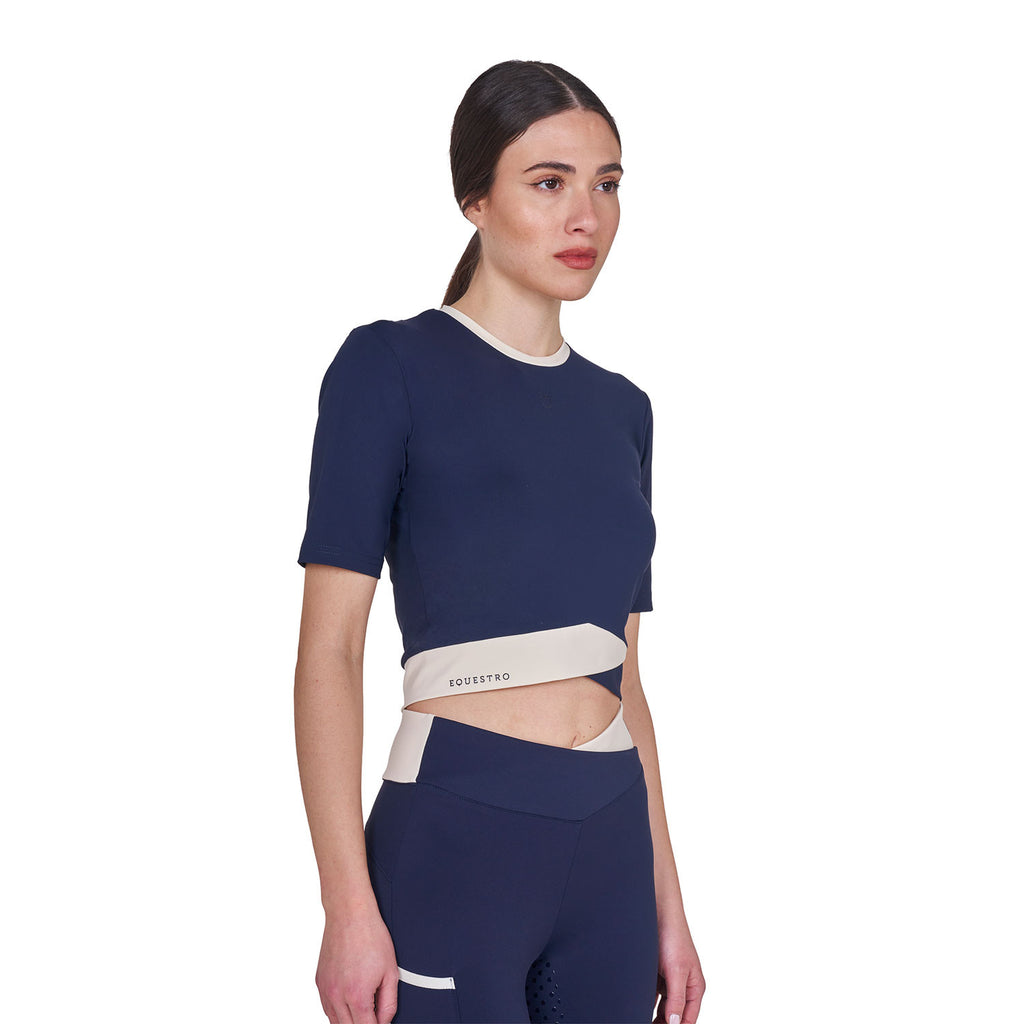 Women's cropped T-shirt in technical fabric