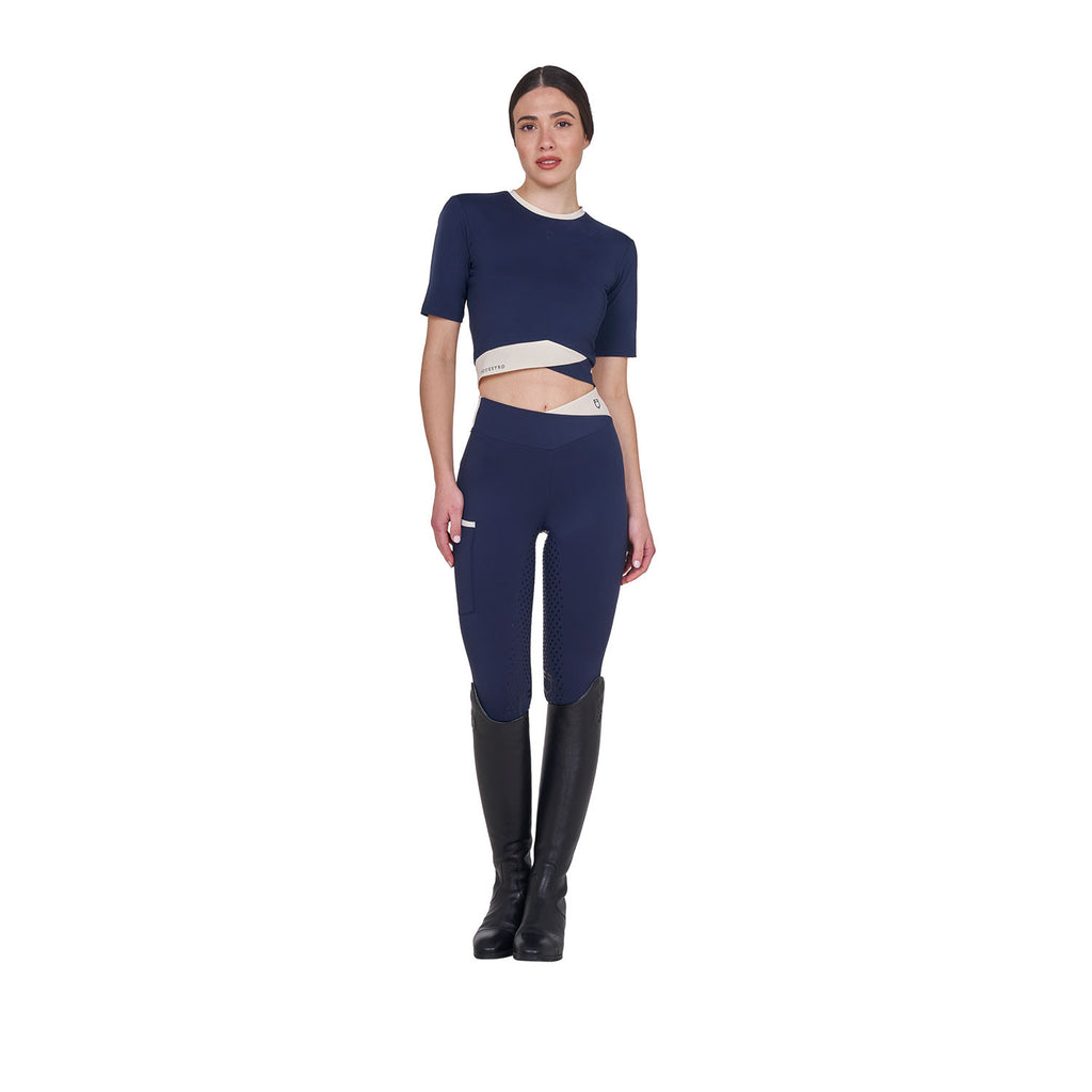 Women's cropped T-shirt in technical fabric
